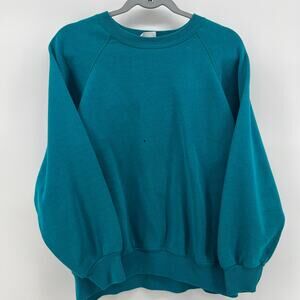80s Vintage Teal Lee Crewneck Sweater Distressed Large or XL